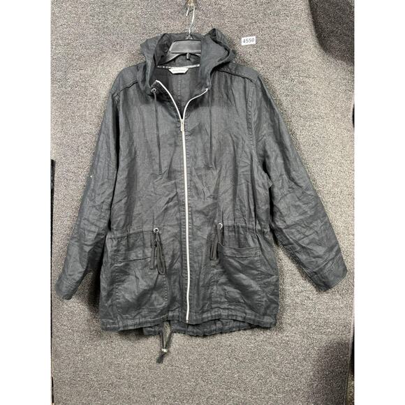 Tommy Bahama Jacket Womens XL Linen Hooded Anorak Full Zip Drawstring Pockets - Picture 1 of 10